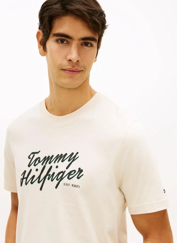 Tommy Hilfiger Muslin Logo Graphic Crew Neck T-Shirt for Men | Best Price UAE
